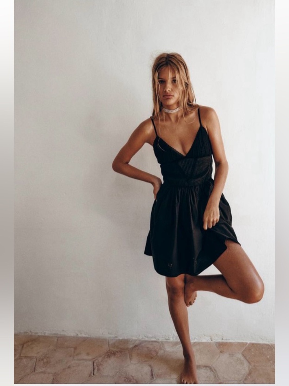 Zara Black Lace-Trim Slip Dress